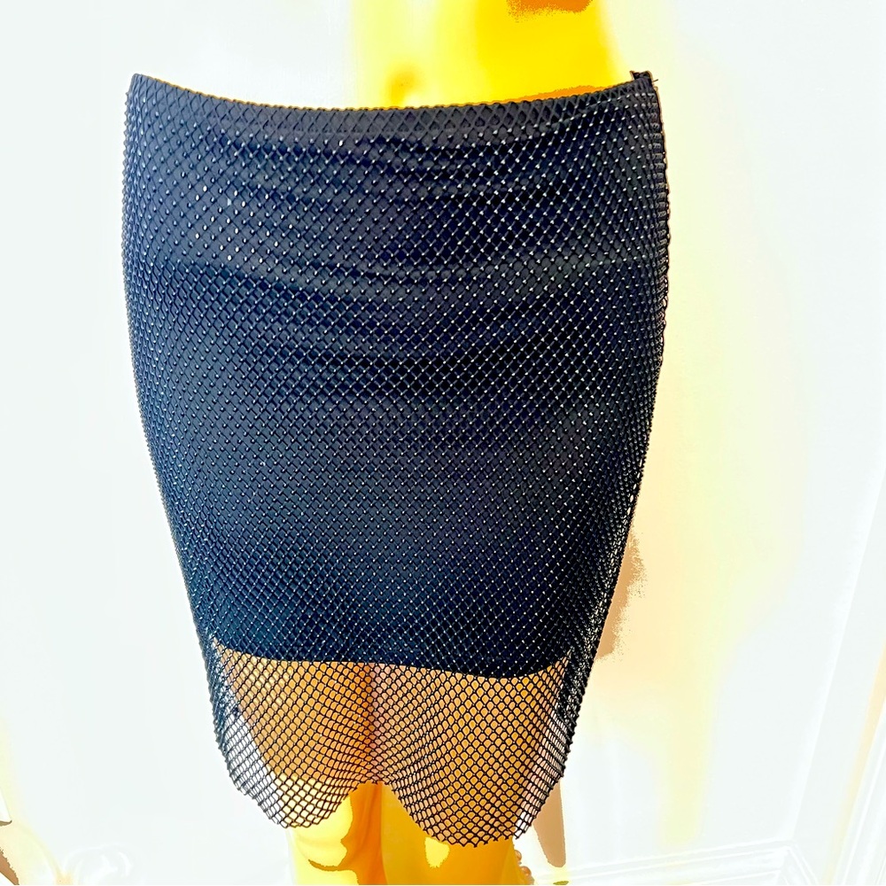 New Windsor Party Mood Rhinestone Sheer Fishnet Mini Skirt - Picture 5 of 8